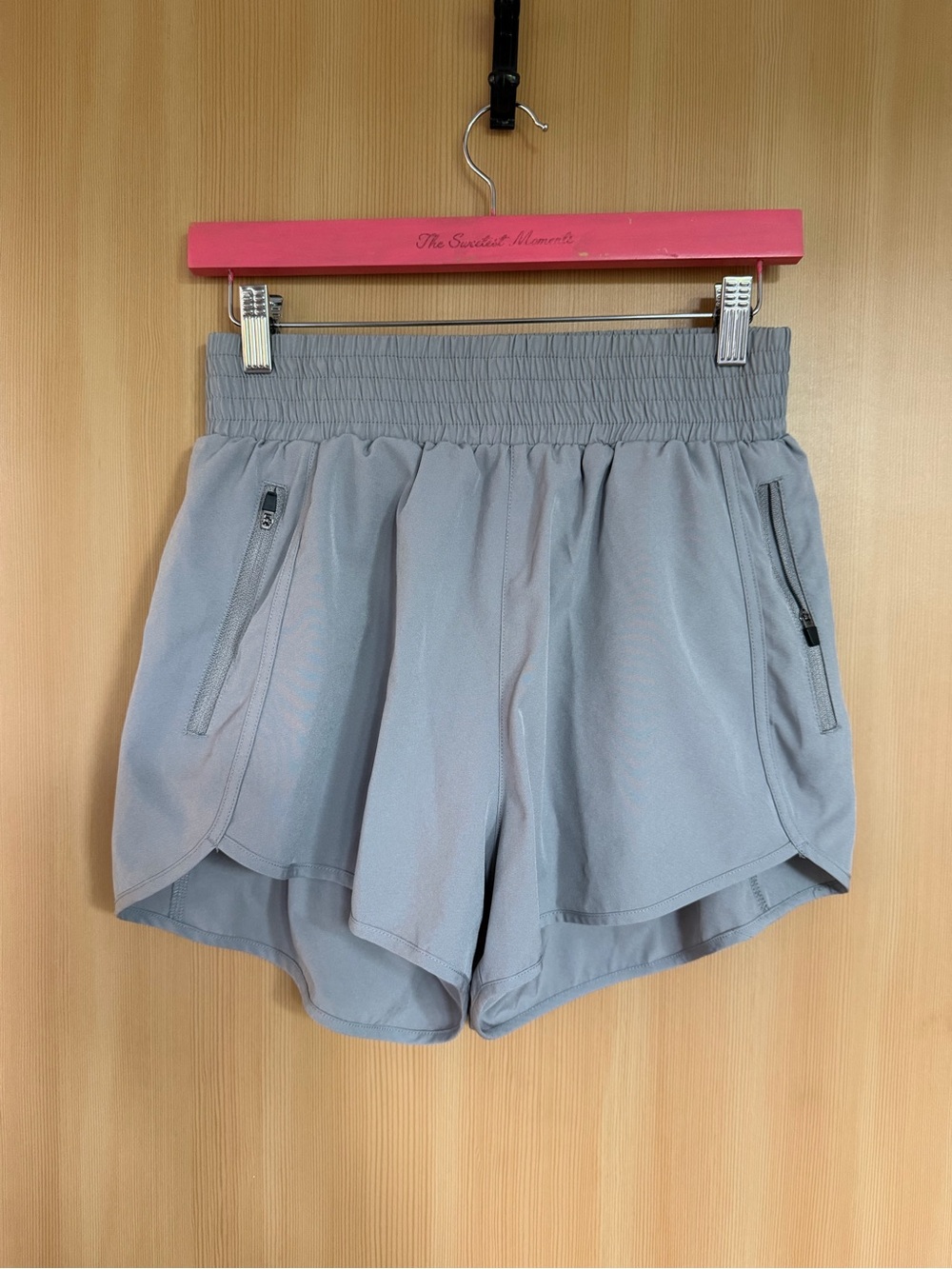 Amazon Light Gray Women's Athletic Shorts with Smocked Waistband